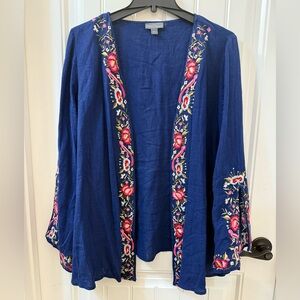Market & Spruce Linen Embroidered Kimono